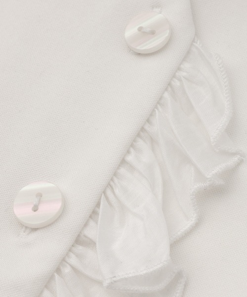ADAM ET ROPE'（アダムエロペ）の「【WEB限定】・【定番】ラッフルコンビスリーブレストップス（Tシャツ/カットソー・レディース・ブラック/ブラック系その他2/ホワイト・FREE）」の11枚目の写真