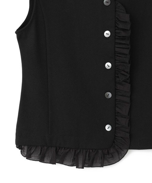 ADAM ET ROPE'（アダムエロペ）の「【WEB限定】・【定番】ラッフルコンビスリーブレストップス（Tシャツ/カットソー・レディース・ブラック/ブラック系その他2/ホワイト・FREE）」の14枚目の写真