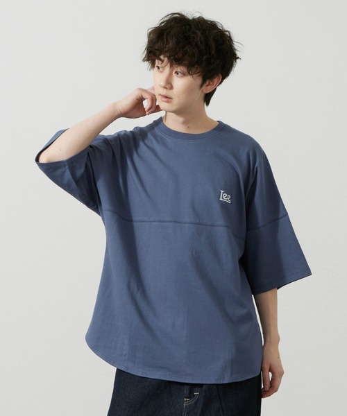 Lee（リー）の「Lee/リー ラウンドヘムTシャツ（Tシャツ/カットソー・メンズ・ネイビー/オレンジ・SMALL/MEDIUM/LARGE/X-LARGE）」の4枚目の写真