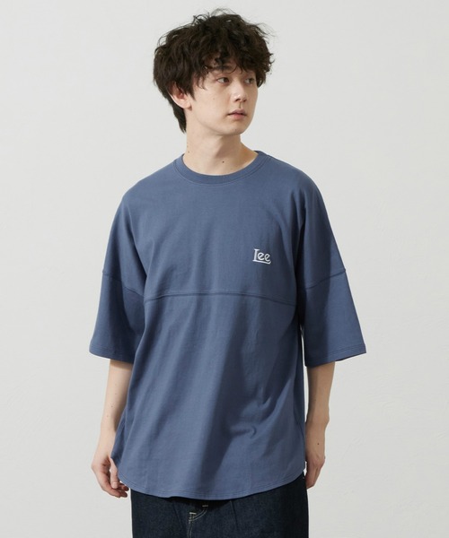 Lee（リー）の「Lee/リー ラウンドヘムTシャツ（Tシャツ/カットソー・メンズ・ネイビー/オレンジ・SMALL/MEDIUM/LARGE/X-LARGE）」の5枚目の写真