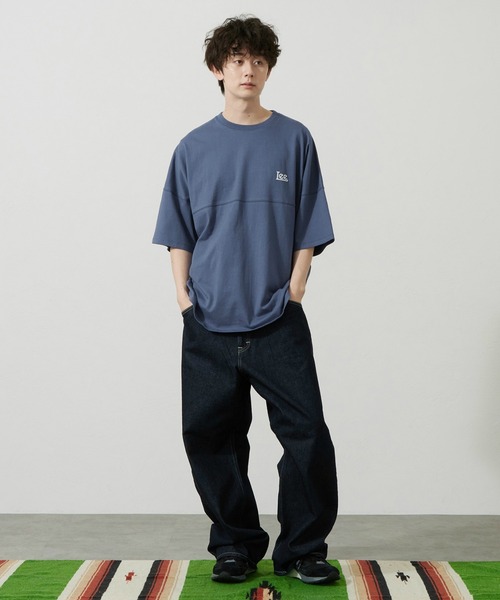 Lee（リー）の「Lee/リー ラウンドヘムTシャツ（Tシャツ/カットソー・メンズ・ネイビー/オレンジ・SMALL/MEDIUM/LARGE/X-LARGE）」の11枚目の写真