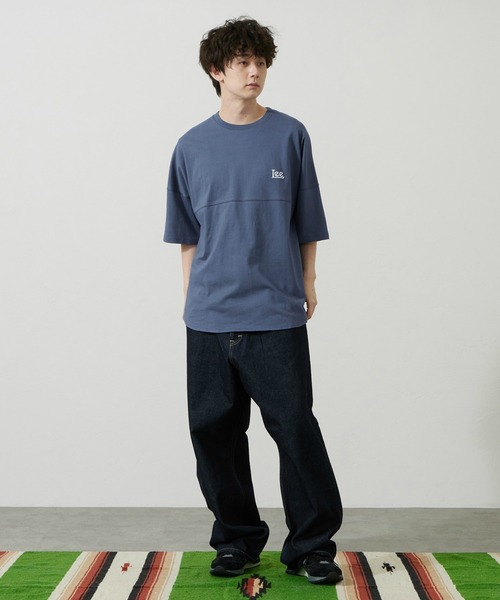 Lee（リー）の「Lee/リー ラウンドヘムTシャツ（Tシャツ/カットソー・メンズ・ネイビー/オレンジ・SMALL/MEDIUM/LARGE/X-LARGE）」の12枚目の写真