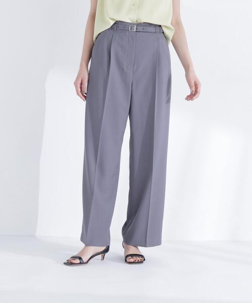 NATURAL BEAUTY BASIC（ナチュラルビューティーベーシック）の「ベルテッドタックワイドパンツ（その他パンツ・レディース・グレー/ダークブラウン・P/S/MEDIUM/SMALL）」の2枚目の写真