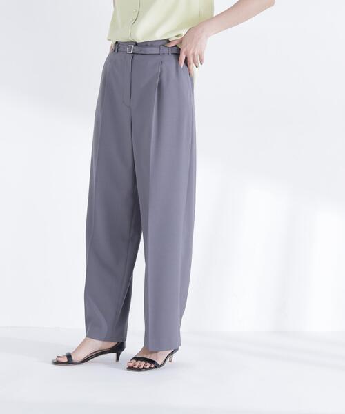 NATURAL BEAUTY BASIC（ナチュラルビューティーベーシック）の「ベルテッドタックワイドパンツ（その他パンツ・レディース・グレー/ダークブラウン・P/S/MEDIUM/SMALL）」の5枚目の写真