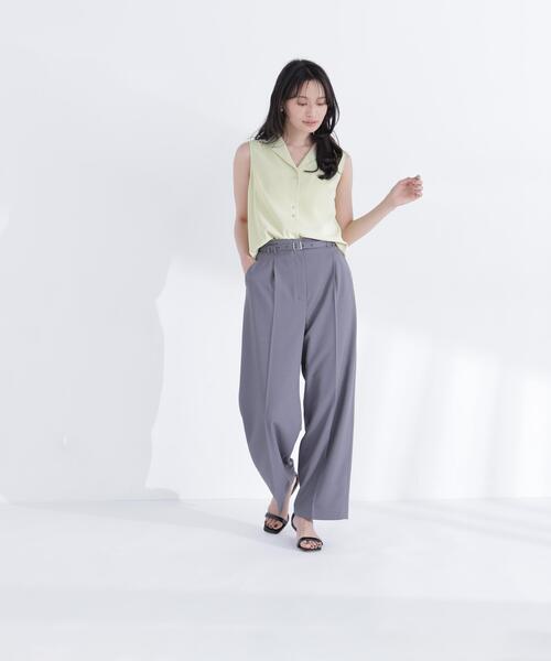 NATURAL BEAUTY BASIC（ナチュラルビューティーベーシック）の「ベルテッドタックワイドパンツ（その他パンツ・レディース・グレー/ダークブラウン・P/S/MEDIUM/SMALL）」の7枚目の写真