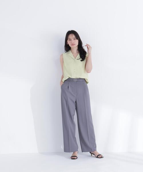 NATURAL BEAUTY BASIC（ナチュラルビューティーベーシック）の「ベルテッドタックワイドパンツ（その他パンツ・レディース・グレー/ダークブラウン・P/S/MEDIUM/SMALL）」の9枚目の写真