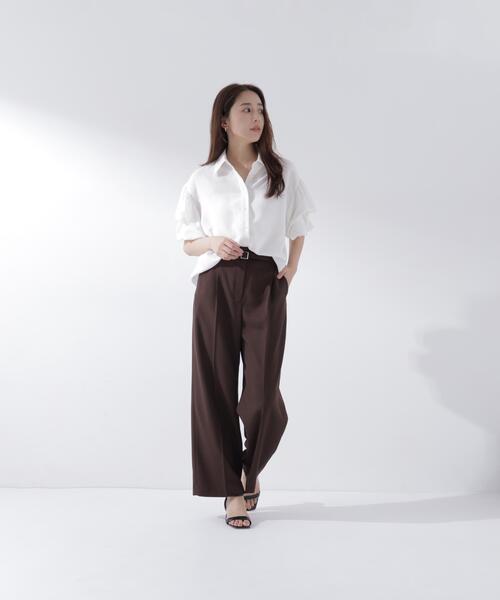 NATURAL BEAUTY BASIC（ナチュラルビューティーベーシック）の「ベルテッドタックワイドパンツ（その他パンツ・レディース・グレー/ダークブラウン・P/S/MEDIUM/SMALL）」の20枚目の写真