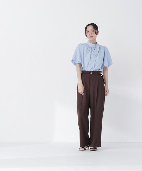 NATURAL BEAUTY BASIC(ナチュラルビューティーベーシック)の「ベルテッドタックワイドパンツ(その他パンツ・レディース・グレー/ダークブラウン・P/S/MEDIUM/SMALL)」の3枚目の写真