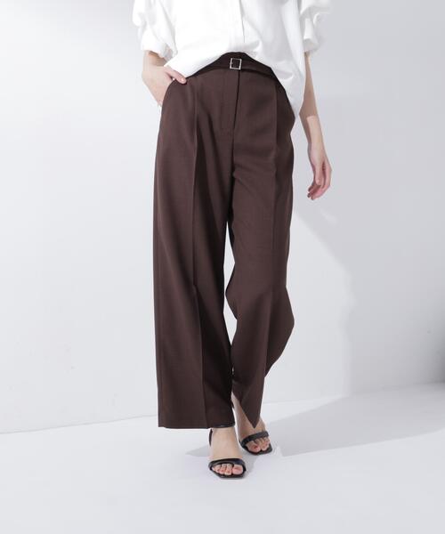NATURAL BEAUTY BASIC(ナチュラルビューティーベーシック)の「ベルテッドタックワイドパンツ(その他パンツ・レディース・グレー/ダークブラウン・P/S/MEDIUM/SMALL)」の1枚目の写真