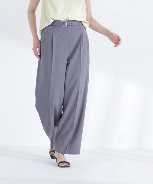 NATURAL BEAUTY BASIC(ナチュラルビューティーベーシック)の「ベルテッドタックワイドパンツ(その他パンツ・レディース・グレー/ダークブラウン・P/S/MEDIUM/SMALL)」の2枚目の写真