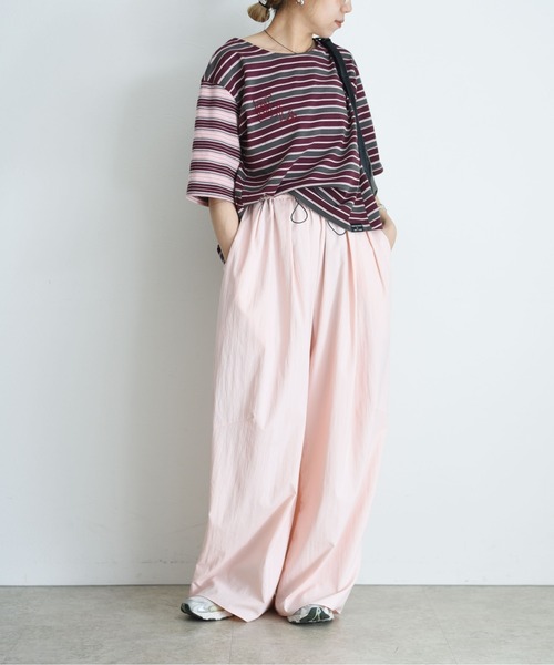 Eimee Law(エイミーロウ)の「ボーダーパッチワーク エンブロクロップドTシャツ(Tシャツ/カットソー・レディース・ボルドー/カーキ/サックスブルー・FREE)」の13枚目の写真