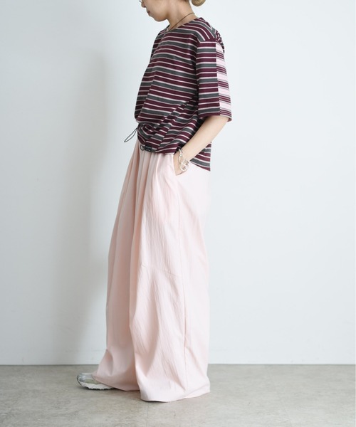 Eimee Law(エイミーロウ)の「ボーダーパッチワーク エンブロクロップドTシャツ(Tシャツ/カットソー・レディース・ボルドー/カーキ/サックスブルー・FREE)」の11枚目の写真