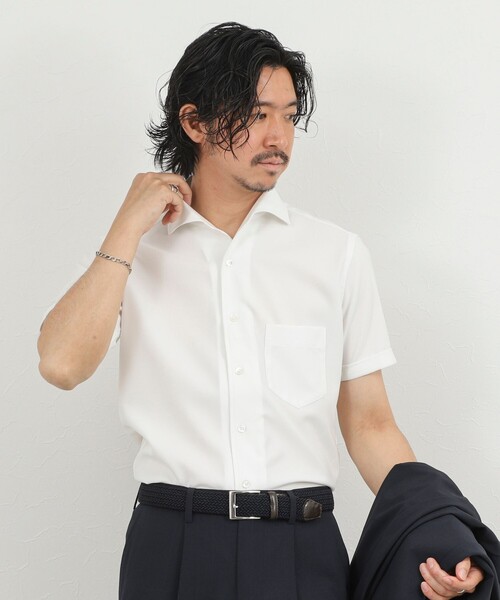 NOLLEY’S(ノーリーズ)の「《ビジカジ対応》ノータイシャツ イタリアンカラー半袖シャツ 26SS(ビジネスシャツ・メンズ・ダークネイビー/ベージュ/ブルー系その他/オフホワイト・XL/L/M/S)」の18枚目の写真