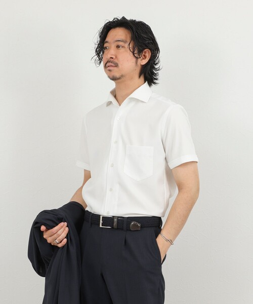 NOLLEY’S(ノーリーズ)の「《ビジカジ対応》ノータイシャツ イタリアンカラー半袖シャツ 26SS(ビジネスシャツ・メンズ・ダークネイビー/ベージュ/ブルー系その他/オフホワイト・XL/L/M/S)」の20枚目の写真