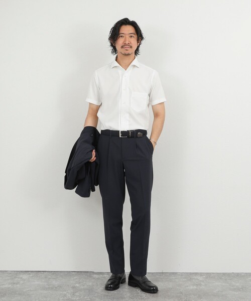 NOLLEY’S(ノーリーズ)の「《ビジカジ対応》ノータイシャツ イタリアンカラー半袖シャツ 26SS(ビジネスシャツ・メンズ・ダークネイビー/ベージュ/ブルー系その他/オフホワイト・XL/L/M/S)」の22枚目の写真