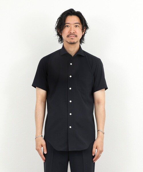 NOLLEY’S(ノーリーズ)の「《ビジカジ対応》ノータイシャツ イタリアンカラー半袖シャツ 26SS(ビジネスシャツ・メンズ・ダークネイビー/ベージュ/ブルー系その他/オフホワイト・XL/L/M/S)」の12枚目の写真