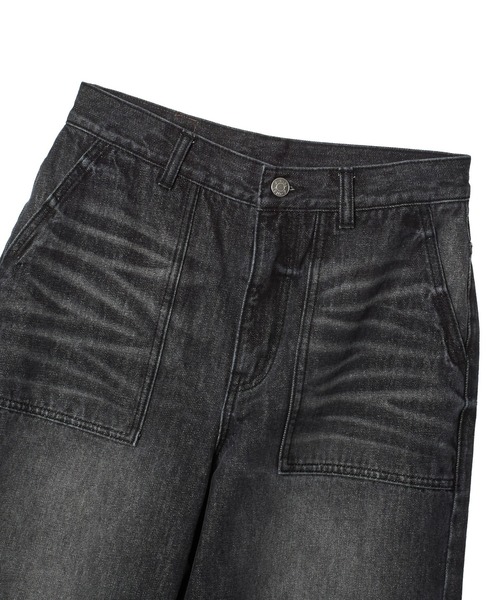 X-girl（エックスガール）の「FADED WIDE LEG FLARE DENIM PANTS（デニムパンツ・レディース・ブラック/インディゴブルー・S/M）」の22枚目の写真