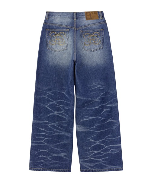 X-girl（エックスガール）の「FADED WIDE LEG FLARE DENIM PANTS（デニムパンツ・レディース・ブラック/インディゴブルー・S/M）」の19枚目の写真