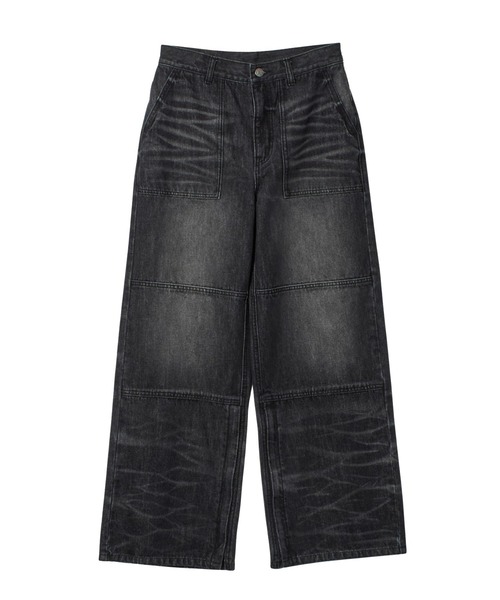 X-girl（エックスガール）の「FADED WIDE LEG FLARE DENIM PANTS（デニムパンツ・レディース・ブラック/インディゴブルー・S/M）」の21枚目の写真