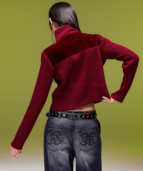 X-girl（エックスガール）の「FADED WIDE LEG FLARE DENIM PANTS（デニムパンツ・レディース・ブラック/インディゴブルー・S/M）」の11枚目の写真