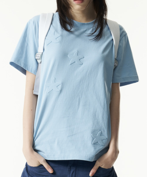 THECOLDESTMOMENT(ザコールデストモーメント)の「TCM bubble star T (sky blue)(Tシャツ/カットソー・レディース・その他・SMALL/MEDIUM/LARGE)」の1枚目の写真