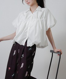 Social GIRL | 2026SS バルーンシルエット シャーリングシャツ ブラウス 半袖(シャツ/ブラウス)