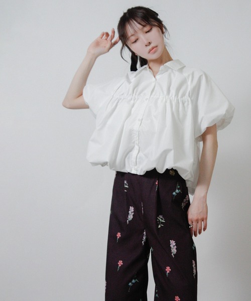 Social GIRL(ソーシャルガール)の「2026SS バルーンシルエット シャーリングシャツ ブラウス 半袖(シャツ/ブラウス・レディース・ブルー/オフホワイト/ピンク・M)」の5枚目の写真