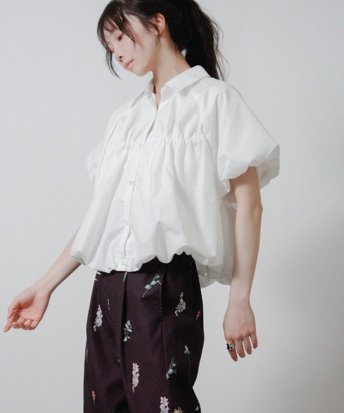 Social GIRL(ソーシャルガール)の「2026SS バルーンシルエット シャーリングシャツ ブラウス 半袖(シャツ/ブラウス・レディース・ブルー/オフホワイト/ピンク・M)」の7枚目の写真