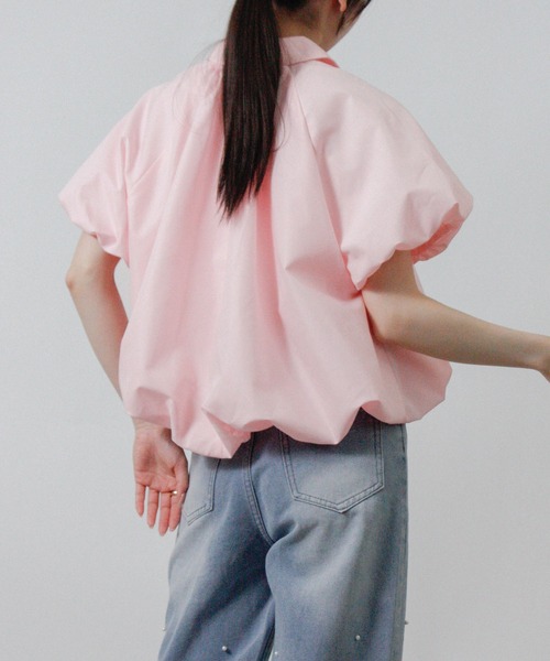 Social GIRL(ソーシャルガール)の「2026SS バルーンシルエット シャーリングシャツ ブラウス 半袖(シャツ/ブラウス・レディース・ブルー/オフホワイト/ピンク・M)」の14枚目の写真