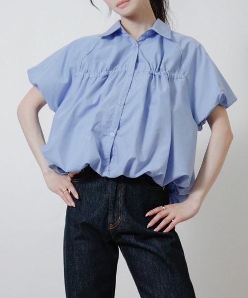 Social GIRL(ソーシャルガール)の「2026SS バルーンシルエット シャーリングシャツ ブラウス 半袖(シャツ/ブラウス・レディース・ブルー/オフホワイト/ピンク・M)」の20枚目の写真