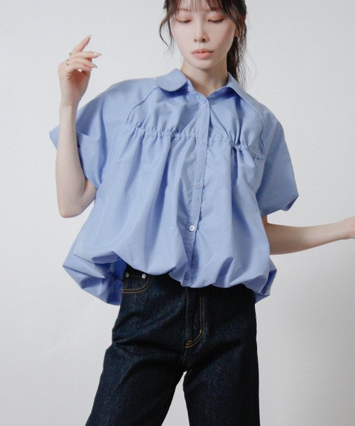 Social GIRL(ソーシャルガール)の「2026SS バルーンシルエット シャーリングシャツ ブラウス 半袖(シャツ/ブラウス・レディース・ブルー/オフホワイト/ピンク・M)」の21枚目の写真
