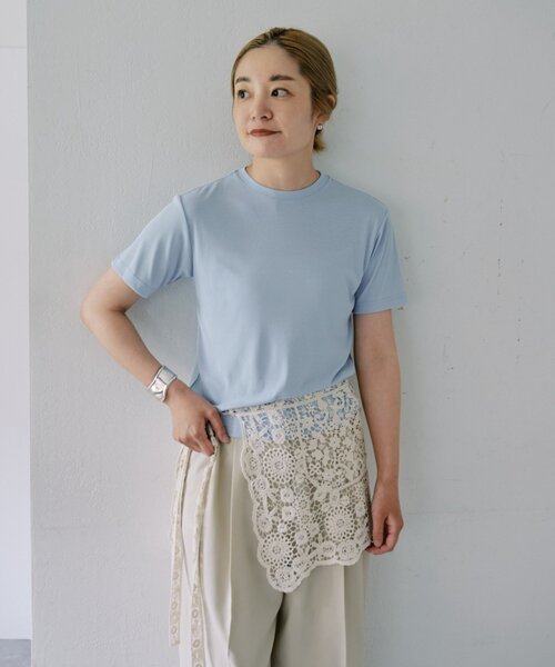 SHENERY(シーナリー)の「【LUALY】シアープレーンチビTee(Tシャツ/カットソー・レディース・ブラック/モカ/サックスブルー/オフホワイト/イエロー・FREE)」の1枚目の写真