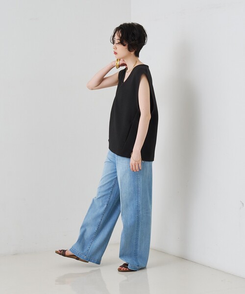 Rouge vif（ルージュヴィフ）の「【セットアップ対応】麻調ダブルクロスベスト/ジレ/オフィスカジュアル（ベスト・レディース・アイボリー/ブラック・フリー）」の20枚目の写真