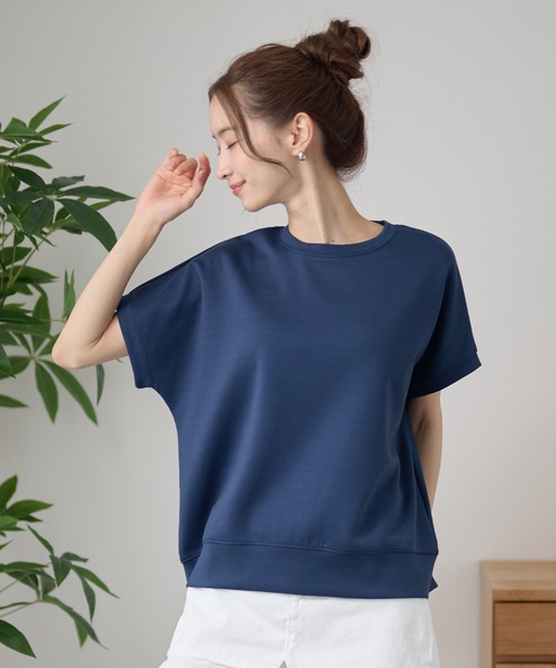 DAYRA(デイラ)の「クルーネック 裾切り替え オーバーサイズ 半袖 トップス(Tシャツ/カットソー・レディース・ホワイト/ダークグレー/ネイビー/ブラック・FREE)」の4枚目の写真