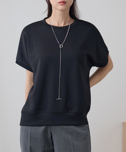 DAYRA(デイラ)の「クルーネック 裾切り替え オーバーサイズ 半袖 トップス(Tシャツ/カットソー・レディース・ホワイト/ダークグレー/ネイビー/ブラック・FREE)」の2枚目の写真