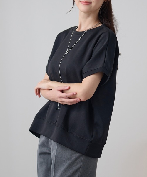 DAYRA(デイラ)の「クルーネック 裾切り替え オーバーサイズ 半袖 トップス(Tシャツ/カットソー・レディース・ホワイト/ダークグレー/ネイビー/ブラック・FREE)」の7枚目の写真