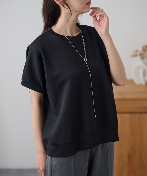 DAYRA(デイラ)の「クルーネック 裾切り替え オーバーサイズ 半袖 トップス(Tシャツ/カットソー・レディース・ホワイト/ダークグレー/ネイビー/ブラック・FREE)」の10枚目の写真