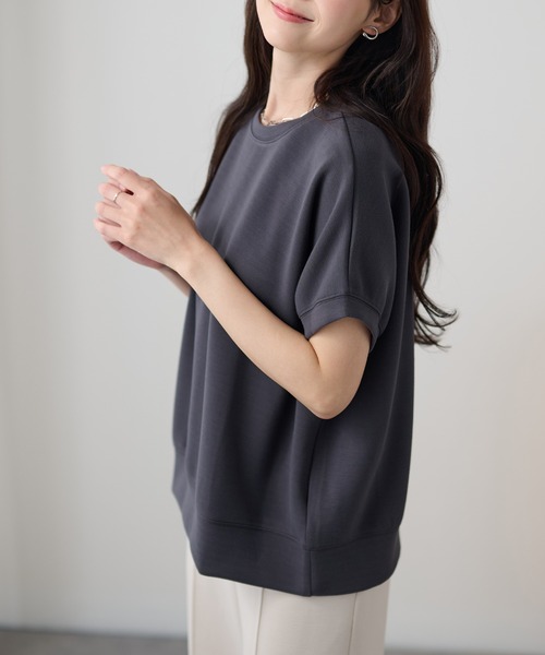 DAYRA(デイラ)の「クルーネック 裾切り替え オーバーサイズ 半袖 トップス(Tシャツ/カットソー・レディース・ホワイト/ダークグレー/ネイビー/ブラック・FREE)」の12枚目の写真