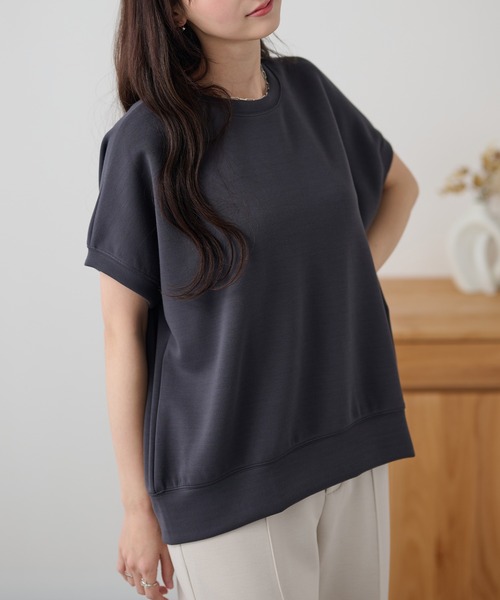 DAYRA(デイラ)の「クルーネック 裾切り替え オーバーサイズ 半袖 トップス(Tシャツ/カットソー・レディース・ホワイト/ダークグレー/ネイビー/ブラック・FREE)」の14枚目の写真