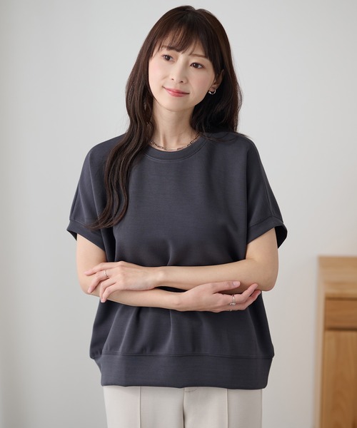 DAYRA(デイラ)の「クルーネック 裾切り替え オーバーサイズ 半袖 トップス(Tシャツ/カットソー・レディース・ホワイト/ダークグレー/ネイビー/ブラック・FREE)」の15枚目の写真