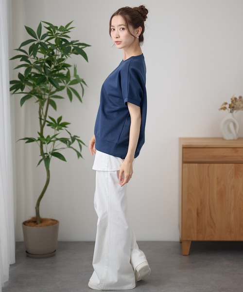 DAYRA(デイラ)の「クルーネック 裾切り替え オーバーサイズ 半袖 トップス(Tシャツ/カットソー・レディース・ホワイト/ダークグレー/ネイビー/ブラック・FREE)」の16枚目の写真