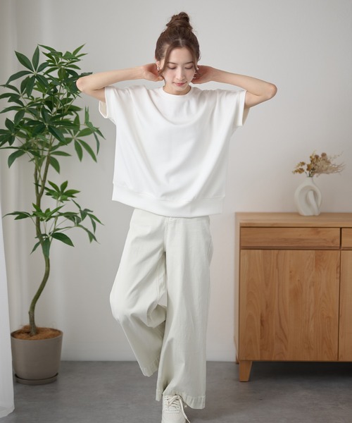DAYRA(デイラ)の「クルーネック 裾切り替え オーバーサイズ 半袖 トップス(Tシャツ/カットソー・レディース・ホワイト/ダークグレー/ネイビー/ブラック・FREE)」の21枚目の写真