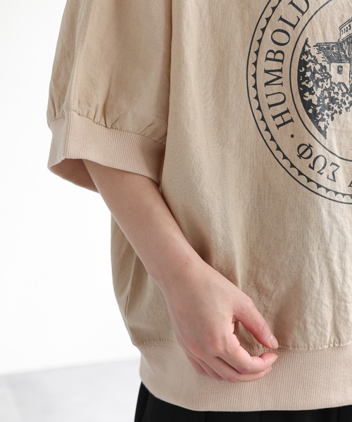 ap retro(アプレトロ)の「カレッジロゴラグランTeeシャツ / Teeブラウス(Tシャツ/カットソー・レディース・ベージュ/チャコール・FREE)」の11枚目の写真