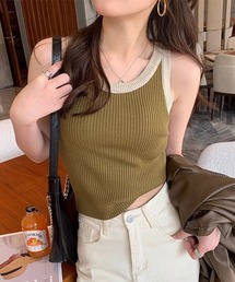 HALEY PESCA/配色バイカラー リブニットタンクトップ