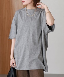 オーバーサイズコットンパネルTシャツ 半端袖