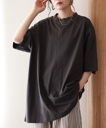 オーバーサイズコットンパネルTシャツ 半端袖
