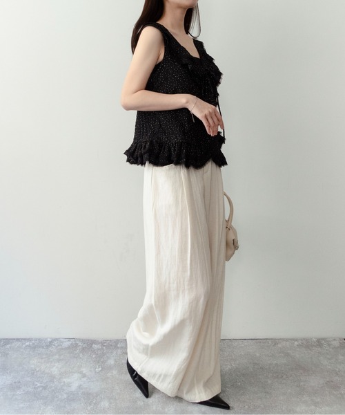 on:nue（オンニュ）の「【on:nue】[着用動画あり！] ドットフリルVネックレースブラウス（シャツ/ブラウス・レディース・ブラック/アイボリー・FREE）」の16枚目の写真