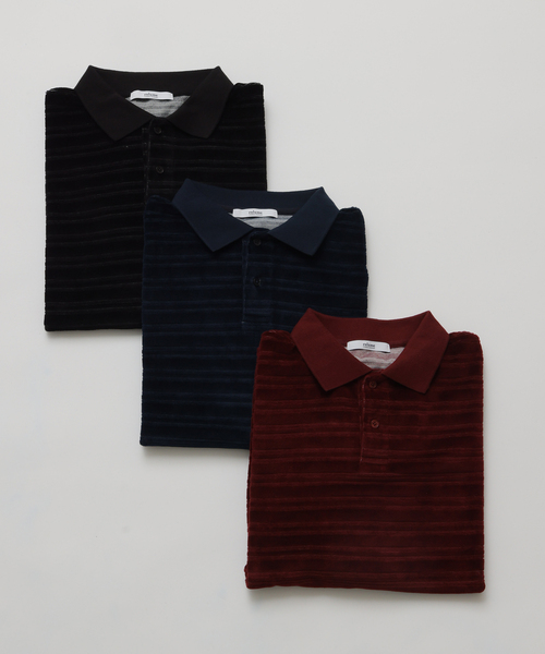 JOURNAL STANDARD relume（ジャーナルスタンダード　レリューム）の「ベロア ボーダー ポロシャツ（ポロシャツ・メンズ・ブラック/レッド/ネイビー・LARGE/MEDIUM）」の20枚目の写真