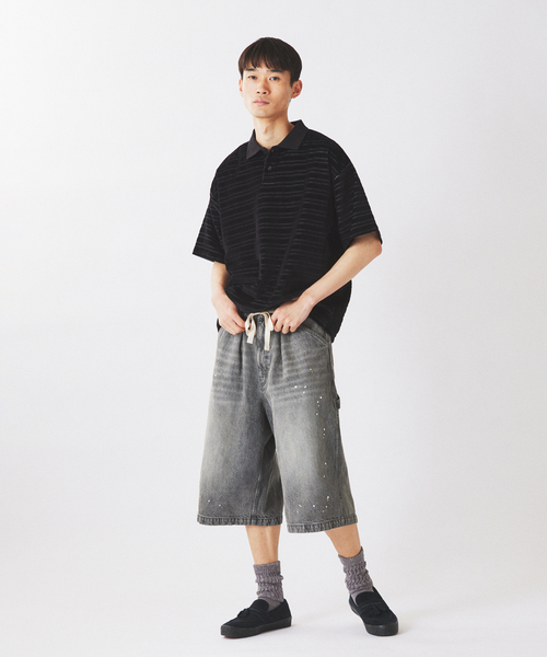 JOURNAL STANDARD relume（ジャーナルスタンダード　レリューム）の「ベロア ボーダー ポロシャツ（ポロシャツ・メンズ・ブラック/レッド/ネイビー・LARGE/MEDIUM）」の14枚目の写真