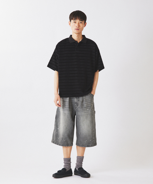 JOURNAL STANDARD relume（ジャーナルスタンダード　レリューム）の「ベロア ボーダー ポロシャツ（ポロシャツ・メンズ・ブラック/レッド/ネイビー・LARGE/MEDIUM）」の15枚目の写真